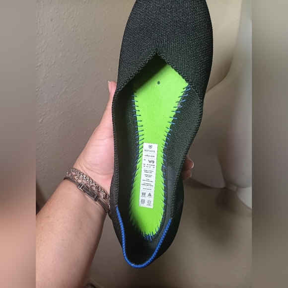 Rothy's Black Flats with Green Insole - Picture 6 of 8